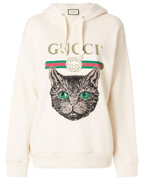 gucci logo sweatshirt with mystic cat|gucci cropped sweatshirt.